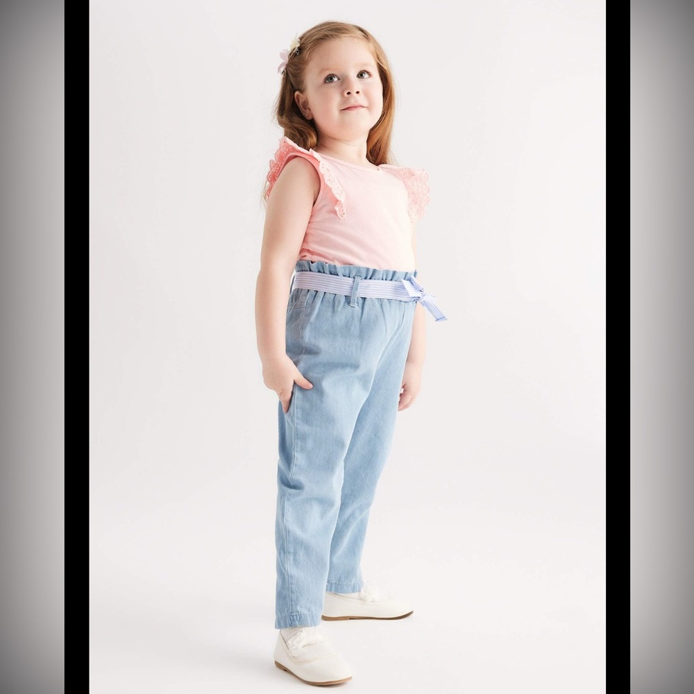 Zara Blue High-Waisted Relaxed Jeans Sz 12-18